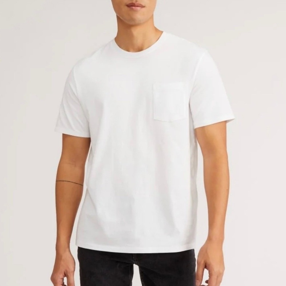 Everlane Mens Premium-Weight Relaxed Crew Uniform Pocket T-Shirt White Large NWT